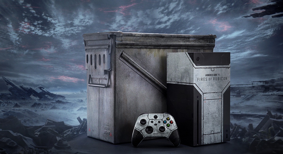 Microsoft inviterer Twitter/X-brugere til at deltage i en lodtrækning om en unik Xbox Series X-konsol i stil med Armored Core 6 Fires of Rubicon.