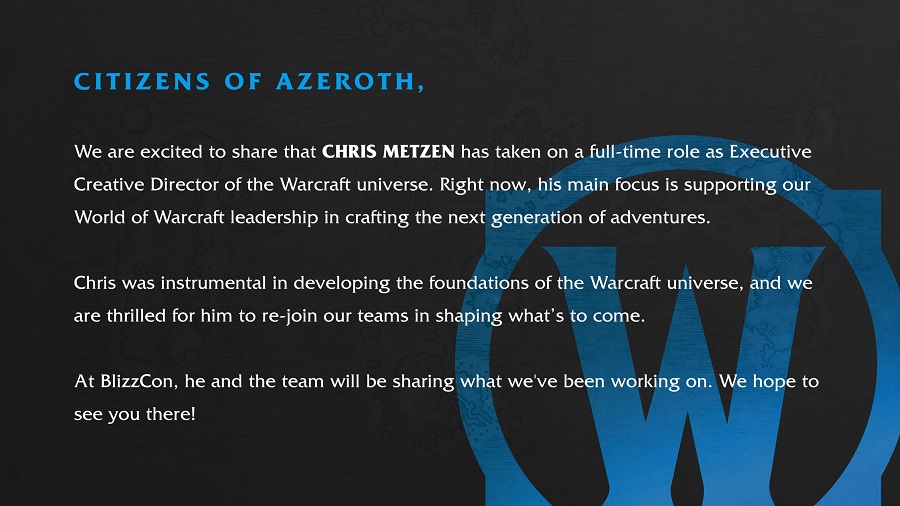 Den legendariske Chris Metzen vender tilbage til Blizzard! Han er blevet forfremmet til kreativ direktør for Warcraft-serien.-2
