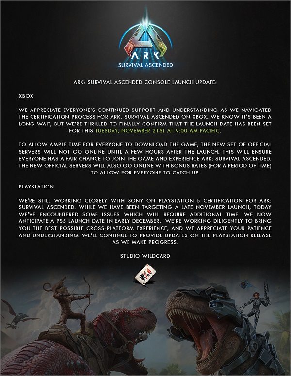 ARK: Survival Ascended bliver udgivet på Xbox Series i dag, mens PlayStation 5-versionen er forsinket igen-2