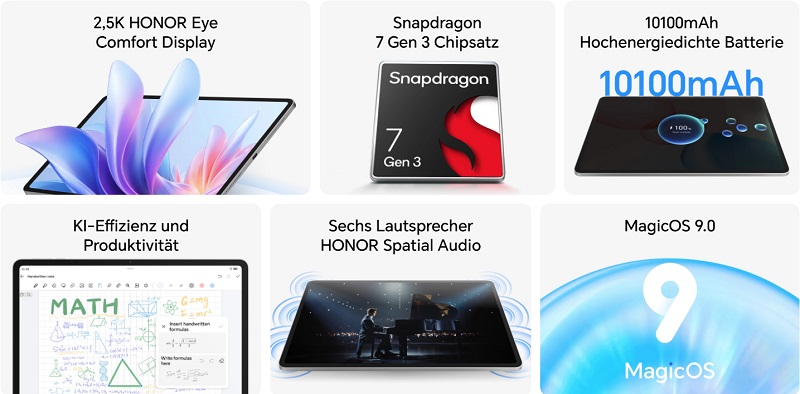 Honor Pad 10 i blå og grå farver