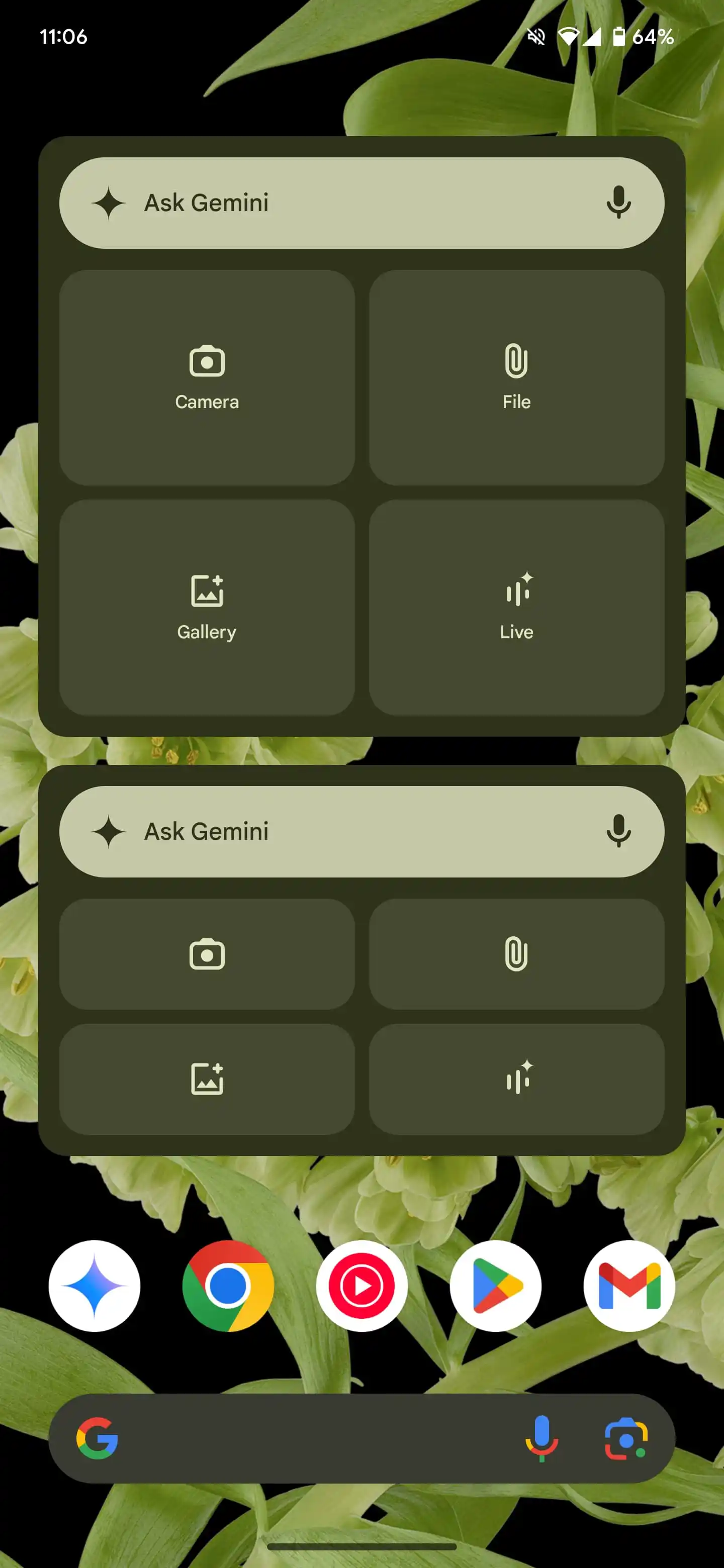 Gemini-widget på Android, interface