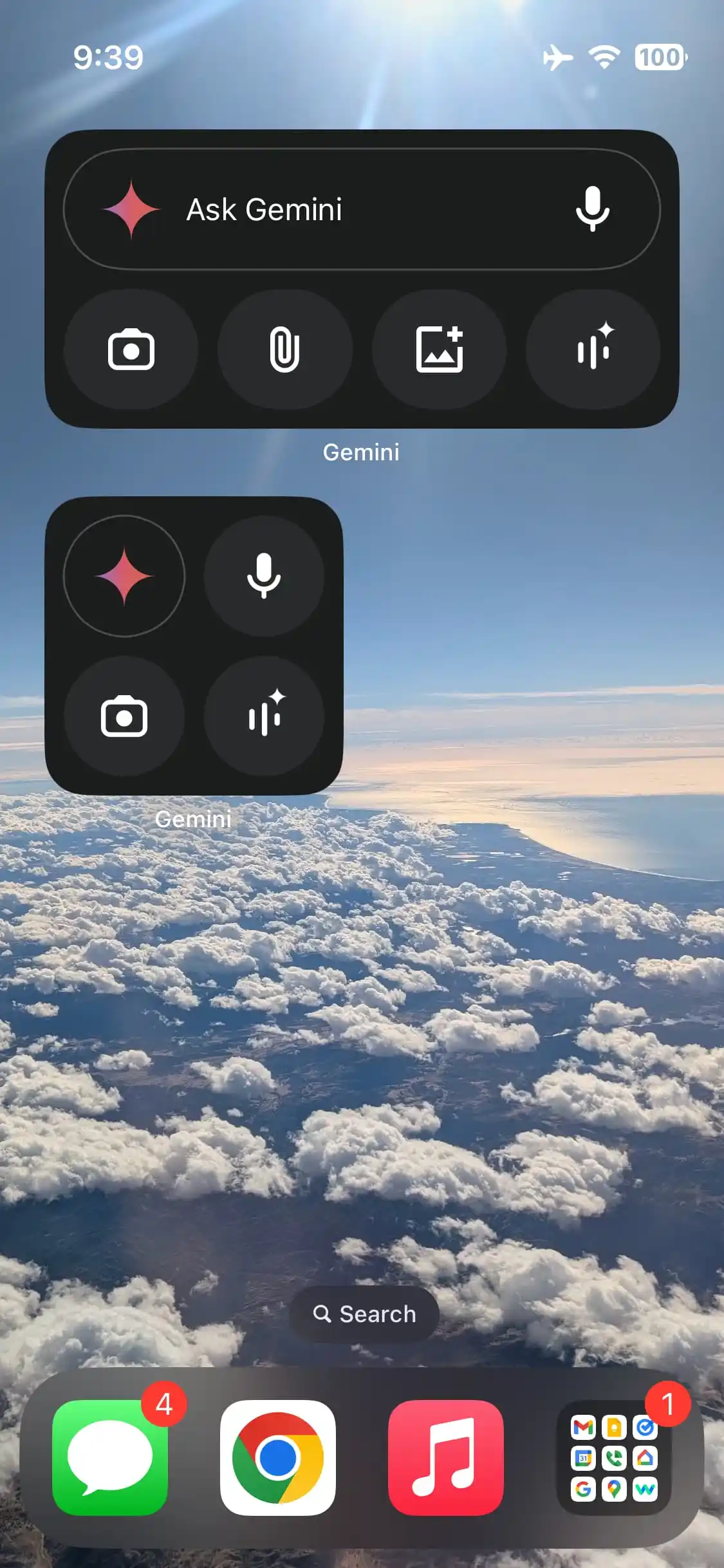 Gemini widget for iPhone 1 home screen