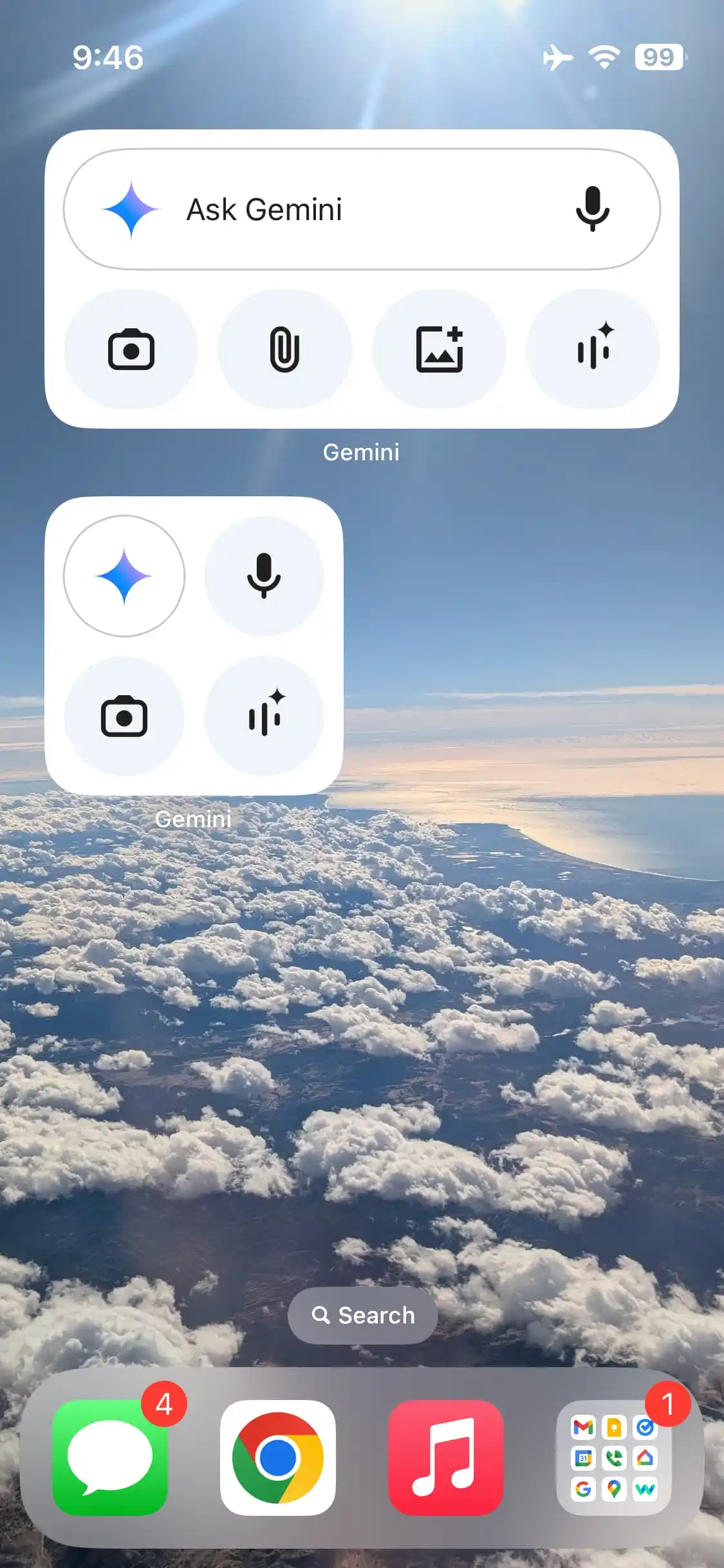 Gemini widget for the iPhone 2 home screen