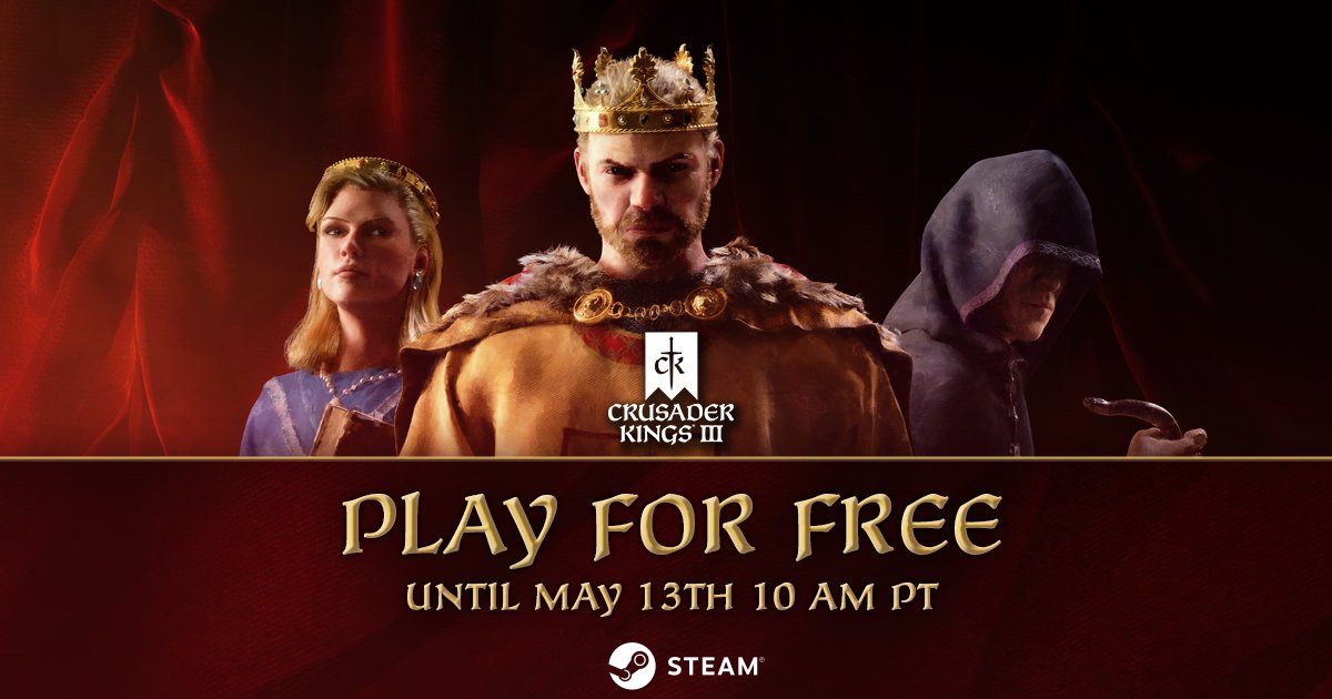 Magt og intriger venter på dig: Det store strategispil Crusader Kings III er midlertidigt tilgængeligt gratis på Steam.