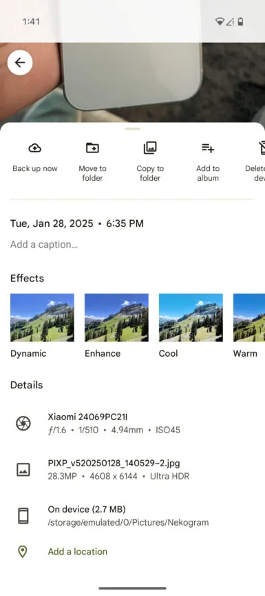 Google Photos Ultra HDR-billede
