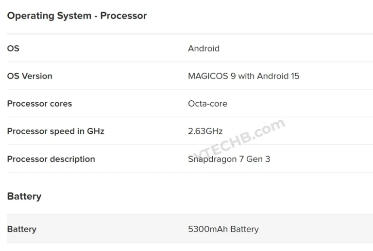Honor 400 Specifikationer