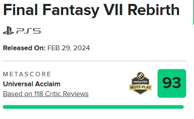 Anmelderne er begejstrede for Final Fantasy VII Rebirth og giver spillet topkarakterer-2