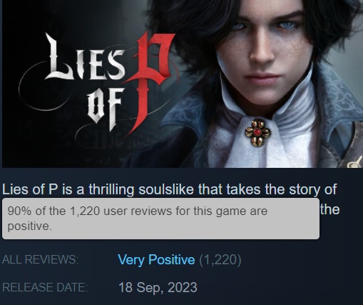 Den officielle udgivelse af Lies of P på alle platforme har fundet sted, og ved denne lejlighed har udviklerne udgivet en udgivelsestrailer. Steam-brugere er glade for handlingen og har allerede efterladt 90% af positive anmeldelser-2