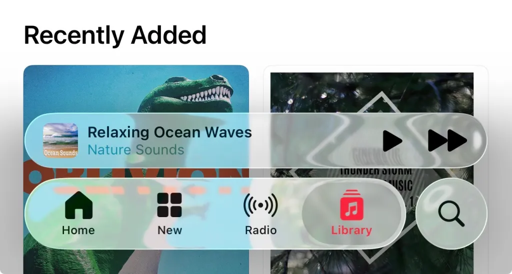 Pop-up paneler har igen glaseffekt. Illustration: 9to5mac.com