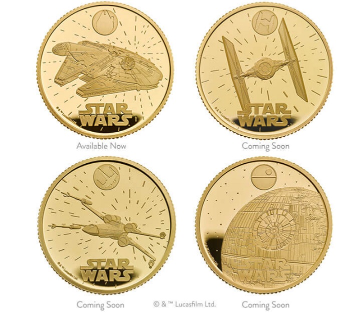Den britiske mønt har udgivet en numismatisk kollektion med tre ikoniske rumskibe og Dødsstjernen fra Star Wars.-2