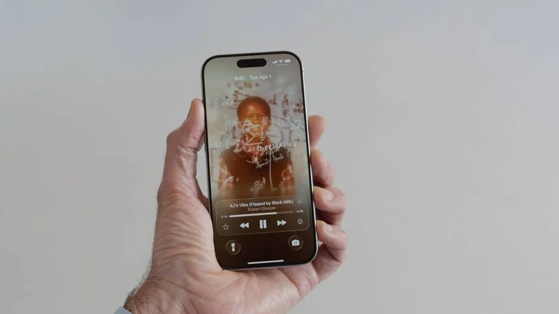 Liquid Glass musik låseskærm