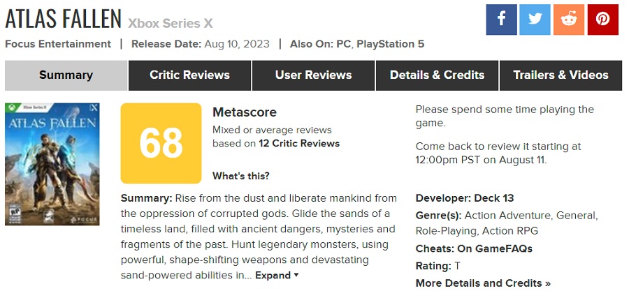 Første anmeldelser af Atlas Fallen: Kritikere og gamere var ikke tilfredse med Deck 13-studiets actionspil-2