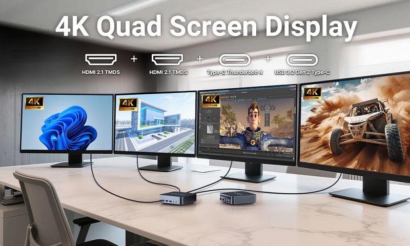 Minix N713 mini-PC, bageste del