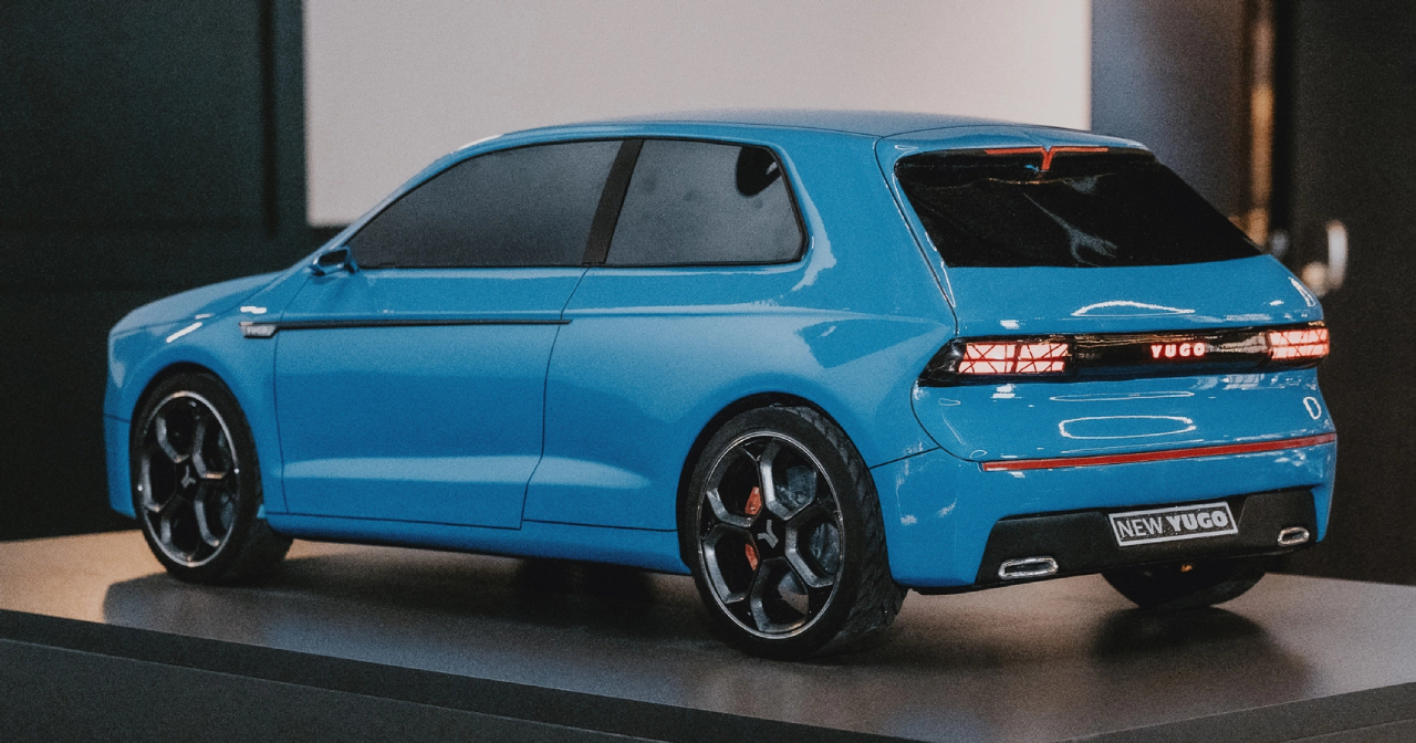 Designet af den nye Yugo med skarpe linjer