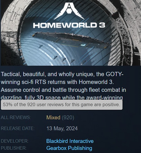 Og det er det spil, du har ventet på i 20 år? Spillere kritiserede Homeworld 3 rumstrategispillet for dets kedelige plot og for simple gameplay-2