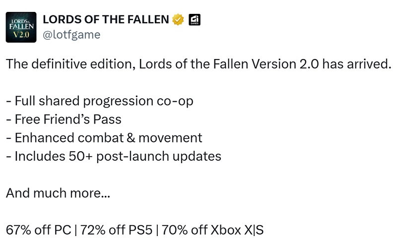 Opdatering 2.0 for Lords of the Fallen