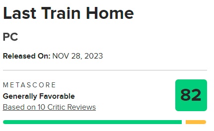 Kritikere og gamere har taget godt imod Last Train Home-strategien: spillet har fået fremragende anmeldelser og høje point.-3