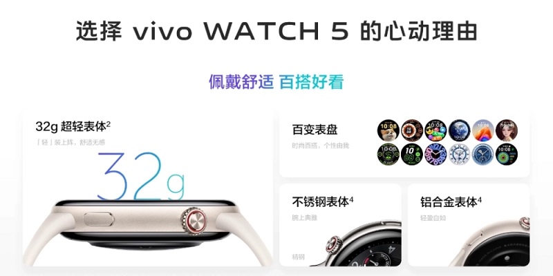 Vivo Watch 5 i forskellige farver