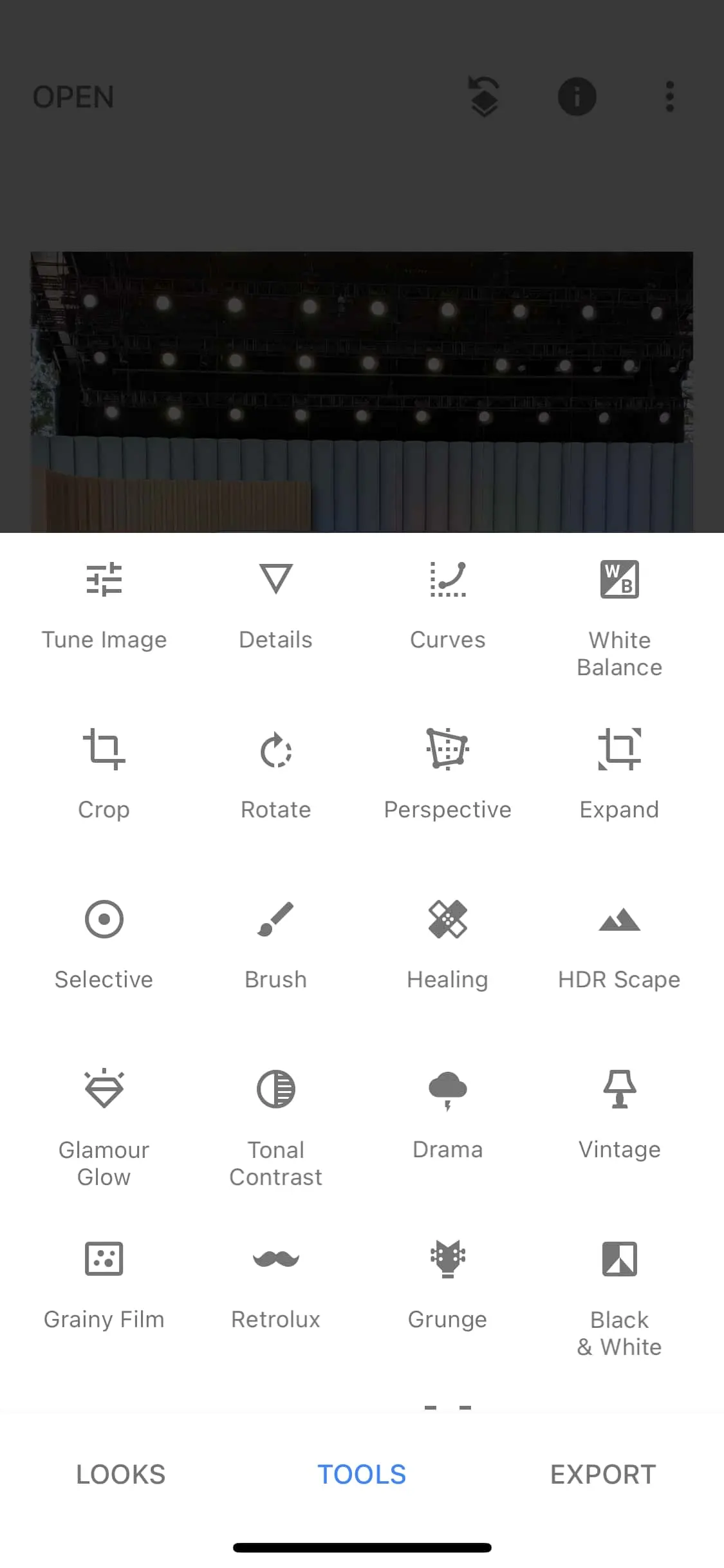 The old Snapseed interface
