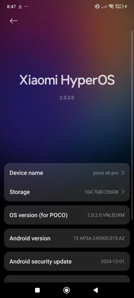 HyperOS 2.0-opdatering til Poco X6 Pro