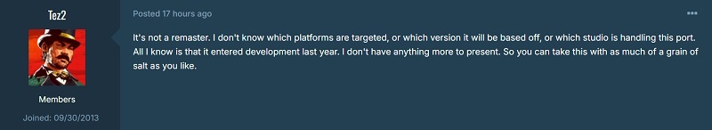 Screenshot of Tez2's post on gtaforums