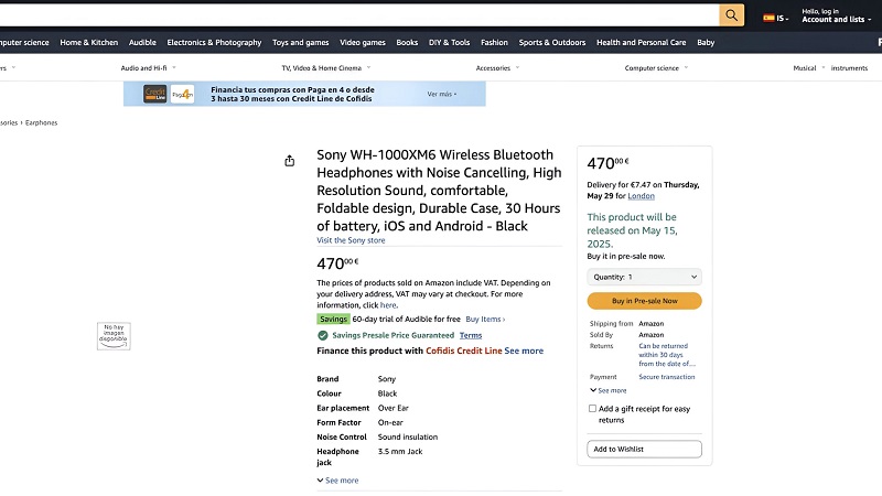 Screenshot from Amazon