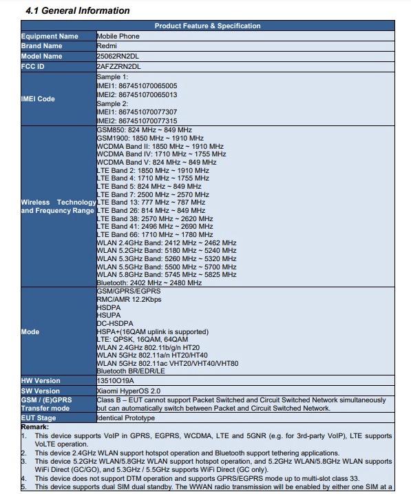 Redmi smartphone med FCC-certificering