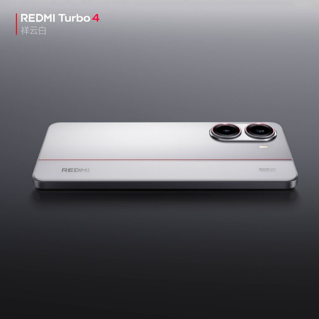 Redmi Turbo 4 smartphone i farven Cloud White