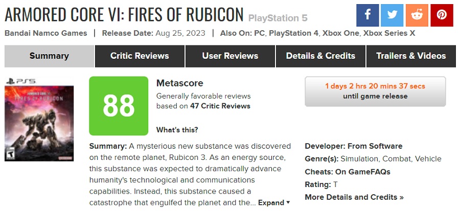 Armored Core VI: Fires of Rubicon actionspil får høje karakterer af kritikerne. Fans af serien vil blive begejstrede for FromSoftwares nye spil.-3