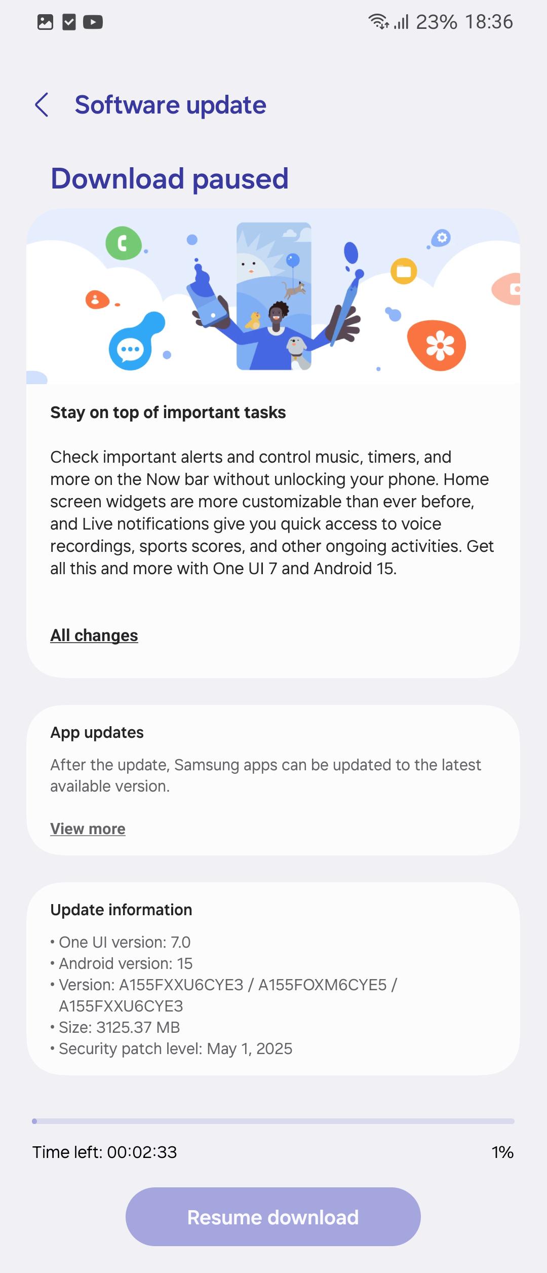 One UI 7 opdatering til Galaxy A15 i Europa og Kaukasus