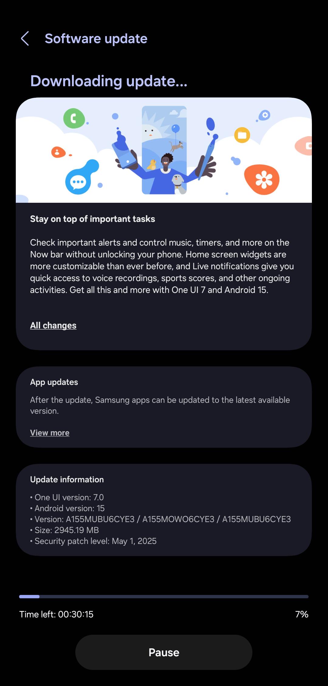One UI 7 opdatering til Galaxy A15 i Nordamerika