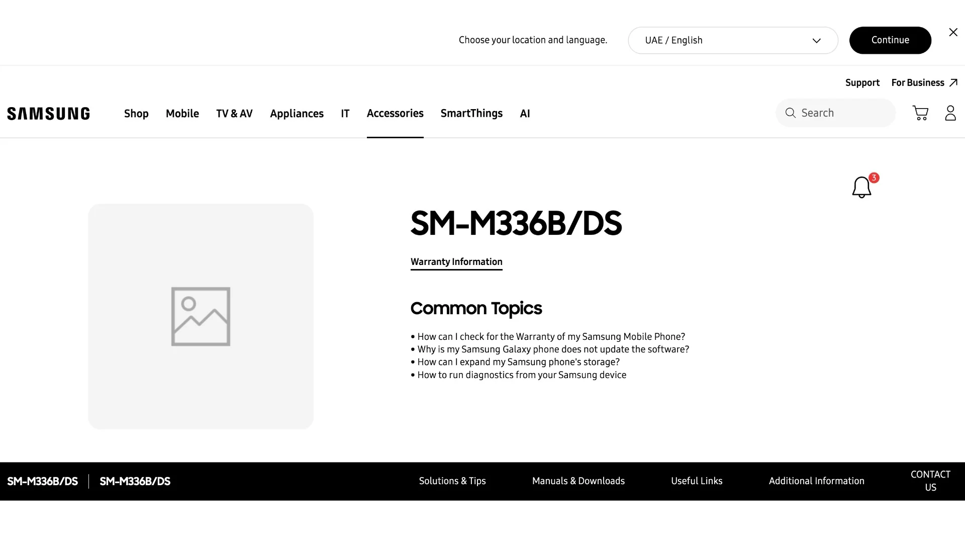 Samsung Galaxy M36 5G på Samsungs hjemmeside