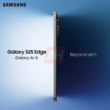 Billede af det andet hjørne af Samsung Galaxy S25 Edge smartphone
