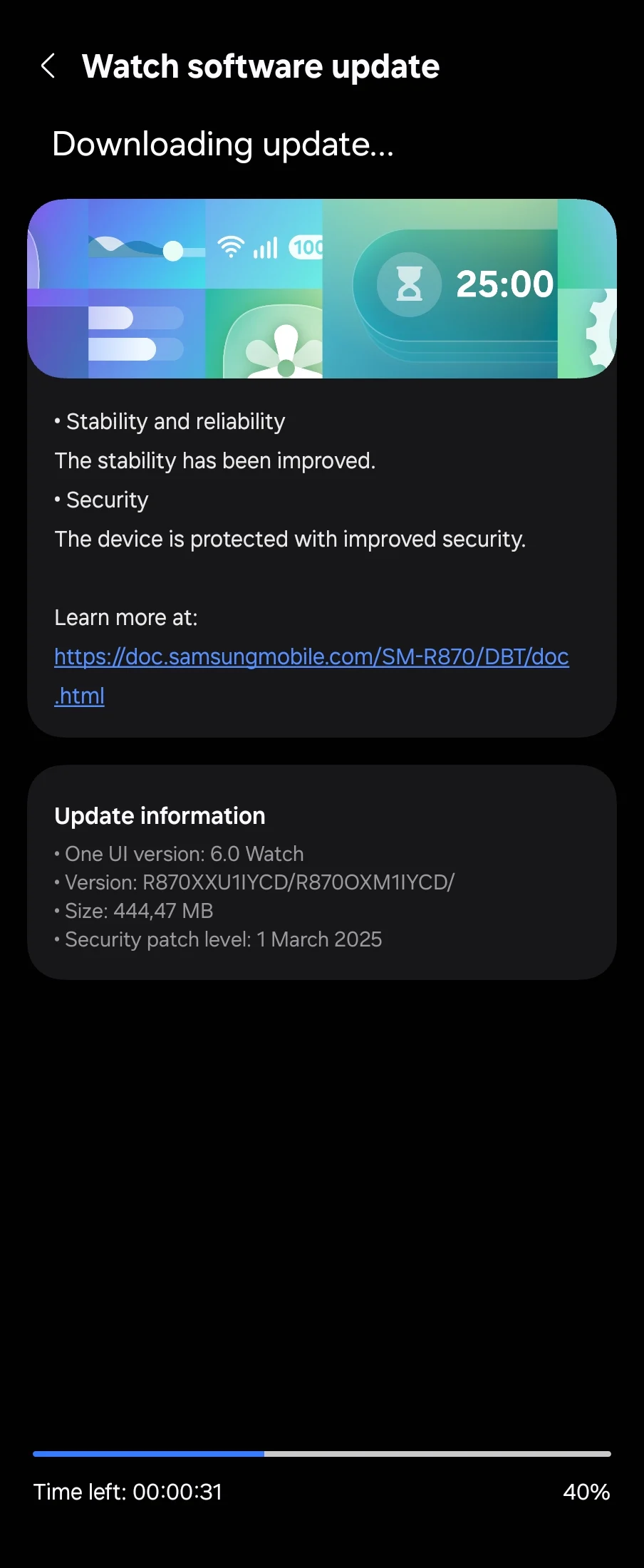 Samsung Galaxy Watch 4 marts 2025 sikkerhedsopdatering Europa