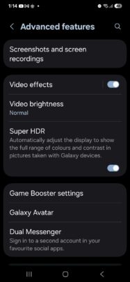 Samsung One UI 7.0 Super HDR-indstillinger Toggle