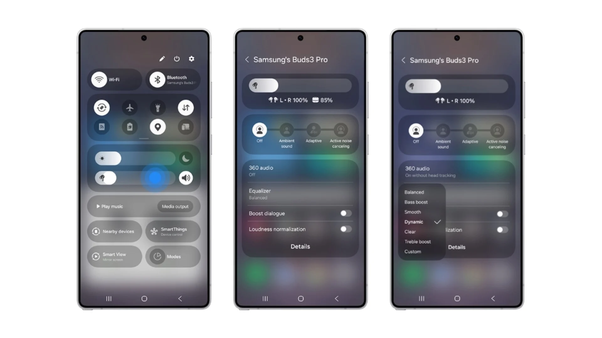 Demonstration af det nye kontrolpanel på hovedtelefonerne i Galaxy Buds 3-serien