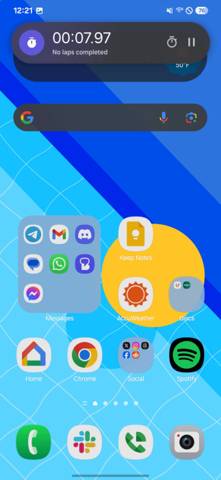 Screenshot af One UI hjemmeskærm
