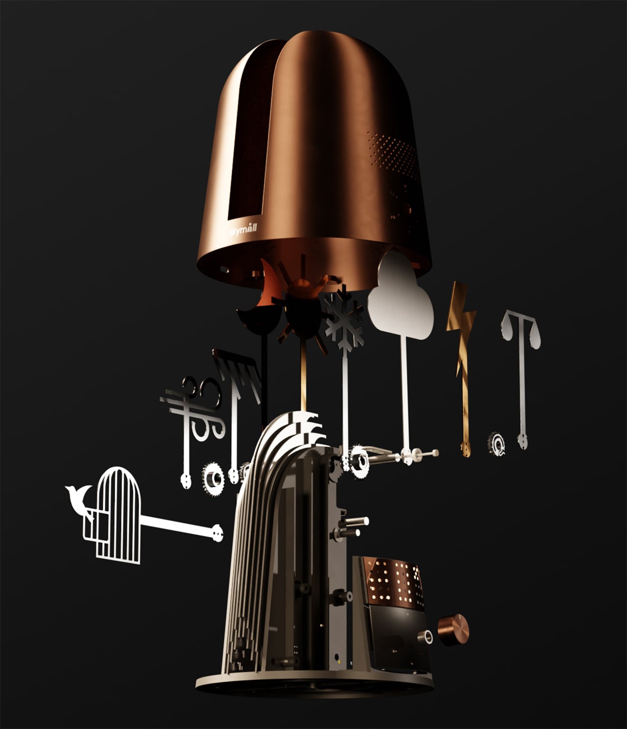Sprængdiagram af Skymill konstruktion
