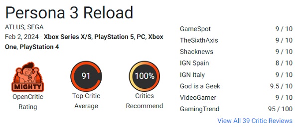 En fremragende genindspilning af et fantastisk spil: Kritikerne er begejstrede for Persona 3 Reloaded-3